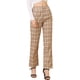 thumbnail image 1 of Pantalones a cuadros casuales para mujer, bolsillos, pierna recta, trabajo, oficina, pantalones Marrón caqui claro M, 1 of 6