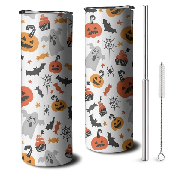 Witch Themed 20oz Skinny Tumbler - Gothic Halloween Artwork Insulated Cup with Leak Proof Lid