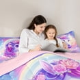 thumbnail image 7 of jejeloiu Kawaii Unicorn Bedding Comforter Set,Purple Flower Floral Twin Comforter Sets,Galitter Stars Print Bedding Set For Child,Ultra Soft Bedroom Decorative Reversible,2 Pieces, 7 of 7