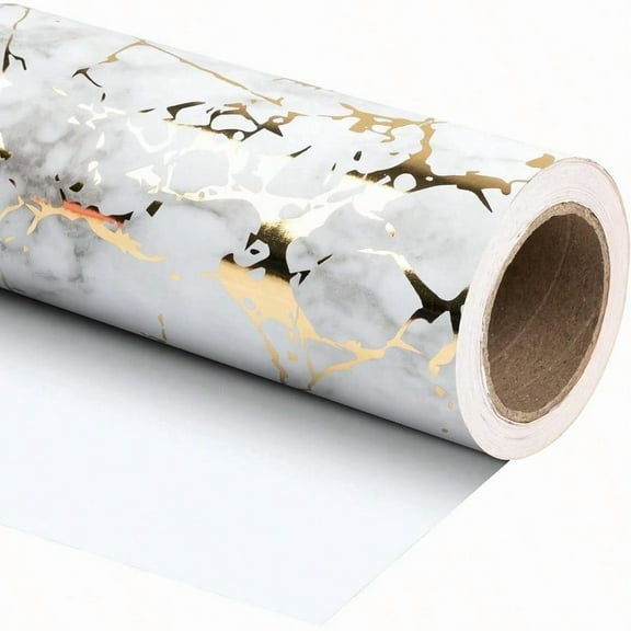 Jumbo Wrapping Paper Roll 24 Inch X 100 Feet Jumbo Roll White Marble with Gold Foil Design Perfect for Birthday Holiday Wedding  Shower and More Occasions