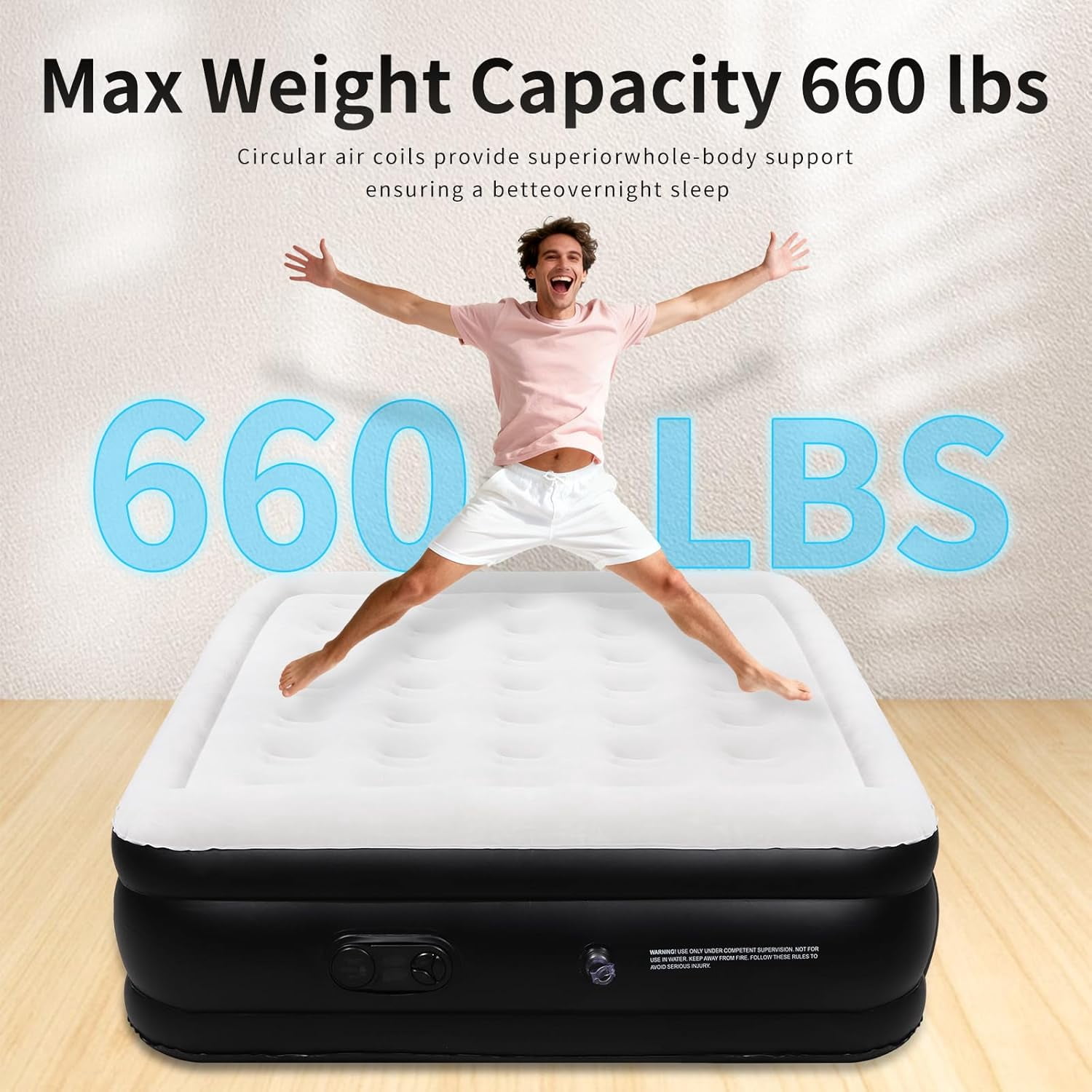 Air Mattress Full with Built in Pump, Upgraded 18 inch Raised Comfortable Blow Up Airbed with Carrying Bag, Portable Inflatable Mattress for Camping, Home, Guests