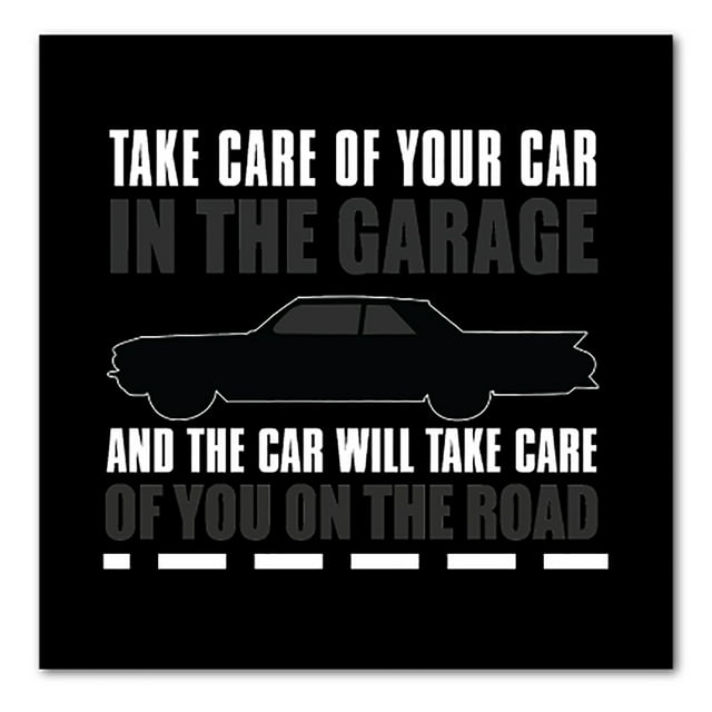 DistinctInk Custom Bumper Sticker - 8" x 8" Decorative Decal - Black Background - Take Care of the Car, Car Take Care of the Road