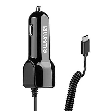 USB Type-C Car Charger 2.1A Extra USB Black Compatible with Samsung Galaxy A20