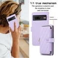 thumbnail image 2 of SaniMore for Google Pixel 7 Pro Buisness Case, Zipper Purse [Card Holders] Magnetic Clasp Flip Kickstand Wrist/Crossbody Lanyard PU Leather Wear-resistant Full Body Protective Wallet Shell, Purple, 2 of 12