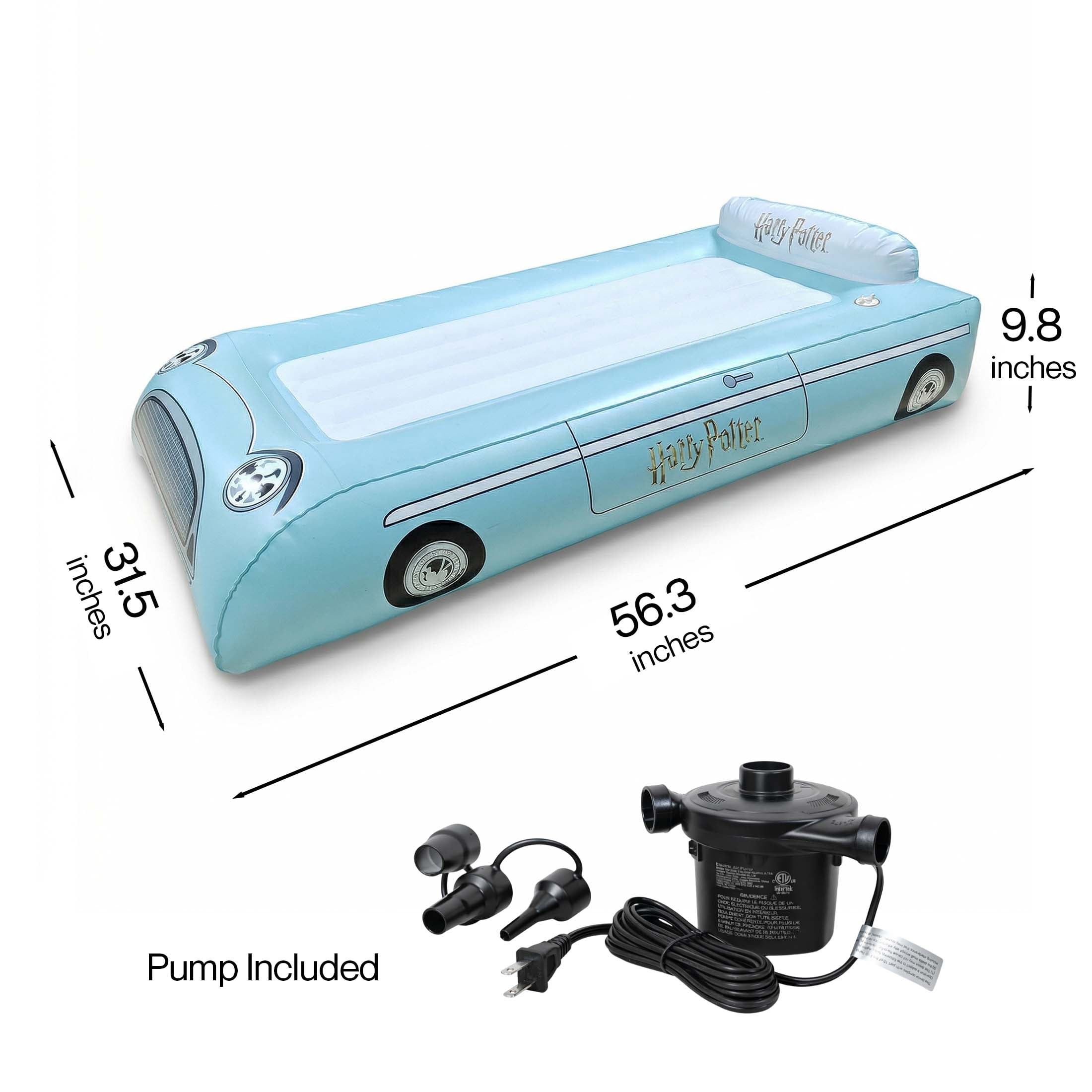 Harry Potter Flying Ford Anglia Air Mattress, Wizarding World Car-Shaped Inflatable Bed for Kids & Fans
