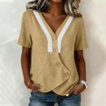 thumbnail image 2 of Msgweeeg Women's Short Sleeve Tops Summer Womens Blouse V Neck Lace Regular Fit Trendy Beach Women Tshirts, 2 of 7