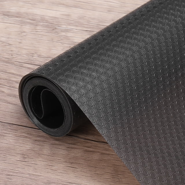 Forro de estante Uxcell 11.8" x 4.9 pies EVA antideslizante para cajones textura de malla circular negra