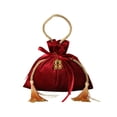 thumbnail image 1 of Bolsa De Regalo De Dulces Bolsa De Regalo Con Cordón De Franela Con Borlas Doradas Decoración De Doble Felicidad Para Bodas Navidad Fiesta De Cumpleaños Favor Rojo, 1 of 8