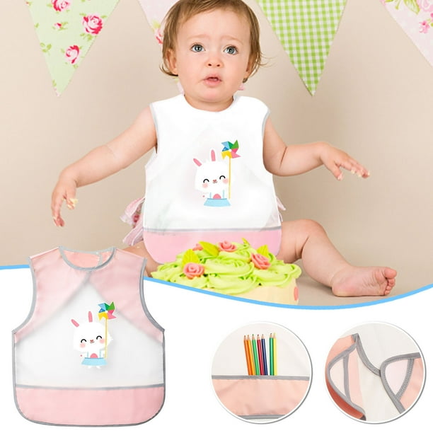 Fiudx Delantal Reversible para Comer, Tejido Impermeable de Tpu, Protección Antimanchas, Diseño Fácil de Poner, Suave y Elástico, Ideal para Comidas Desordenadas, Autoajustable, para Verano, Paquete