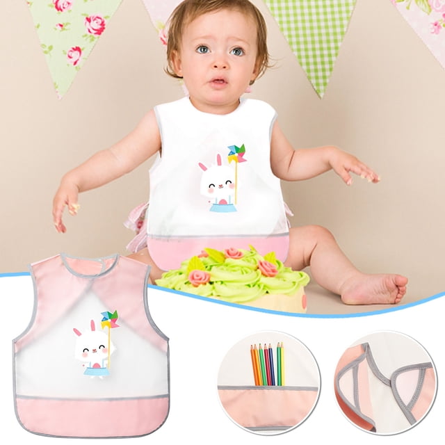 Xihbxyly Delantal Reversible para Comer, Tejido Impermeable de Tpu, Protección Antimanchas, Diseño Fácil de Poner, Suave y Elástico, Ideal para Comidas Desordenadas, Autoajustable, para Verano, Paque
