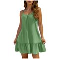 thumbnail image 3 of Hrsba Womens Summer Short Sleeve Dress,Plus Size Casual Dress for Womens,Ladies' Summer Solid Color Dress With Adjustable Suspender Beach Skirt, 3 of 5