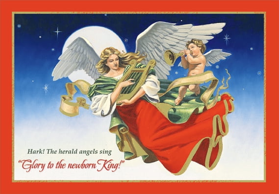 Details about   Angels with Harp and Trumpet Box of 18 Religious Christmas Cards 