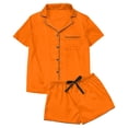 thumbnail image 4 of Ramiter Flannel Pajamas Women Womens Silk Satin Pajamas Set Soft Short Sleeve Two-piece Pjs M,Orange, 4 of 4