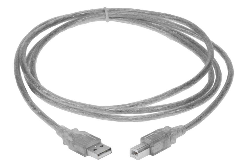 USB A Male To USB B Male 2.0 Cable Clear 6 Feet 