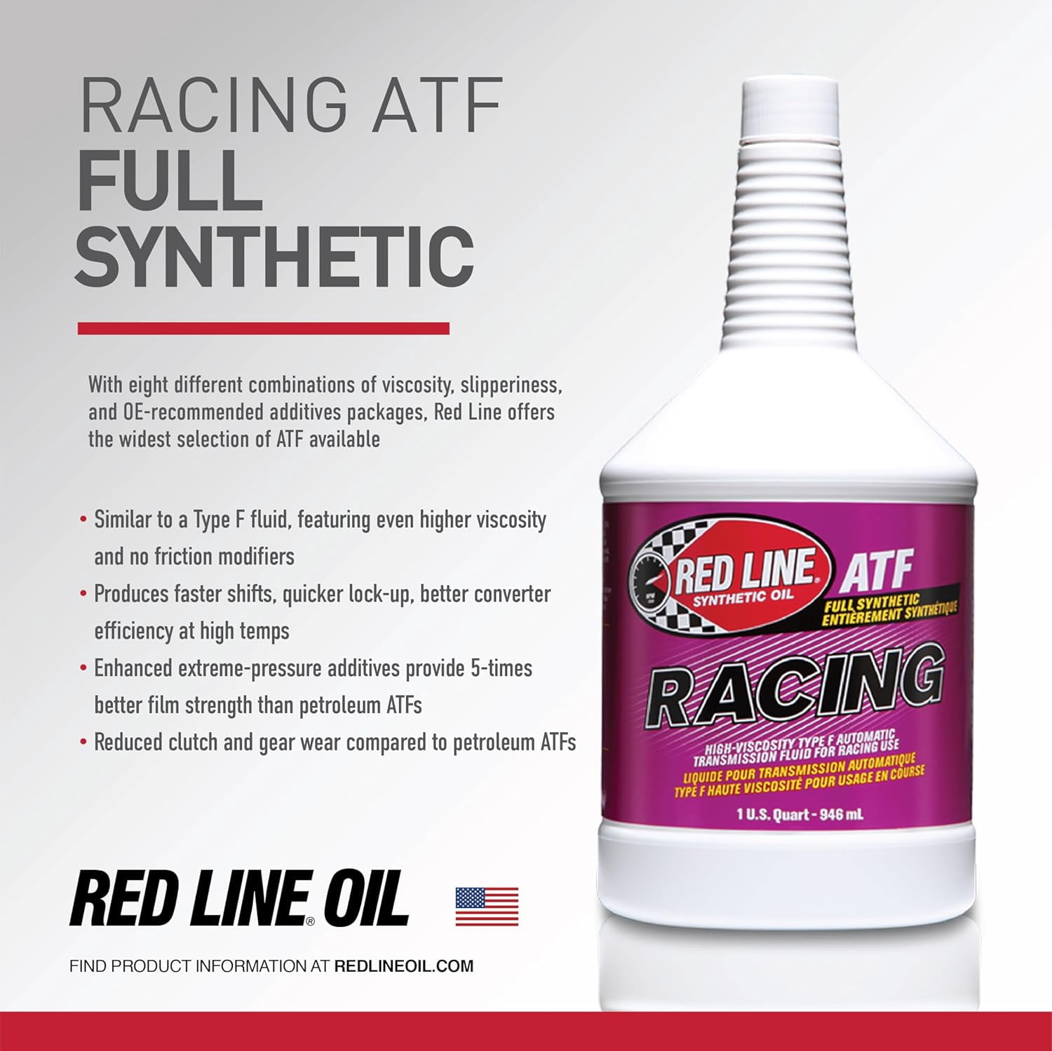 Red Line 30304 Synthetic Racing Type F Automatic Transmission Fluid (ATF) - 1 Quart
