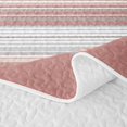 thumbnail image 5 of Castle Fairy Bohemian Horizontal Stripe Quilt King 3 Pieces,Hippie Line King Coverlet Set,Pink Taupe White,1 Bedspread and 2 Pillowcases, 5 of 7
