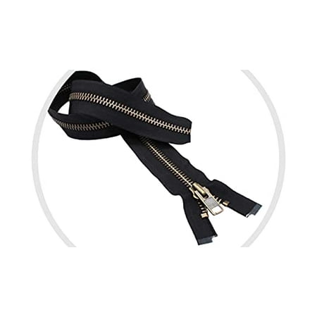 YKK #10 Extra Heavy Duty Antique Brass Black Parka Separating Jacket Zipper - Choose Your Length - Color: Black - Made in The United States (1 Zipper Per Pack)