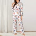 thumbnail image 2 of Honeii Starfish 1 print Women's Pajama Sets Long Sleeve Button Down Sleepwear Nightwear Soft Pjs Lounge Sets-Large, 2 of 7