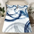 thumbnail image 2 of Homewish Abstract Stripes Lines Queen Sheet Sets,Minimalist Geometric Graffiti Flat Sheet,White Gray Blue Queen Fitted Sheet For Boys Teens,Ultra Soft Home Decor,4 Pieces, 2 of 7