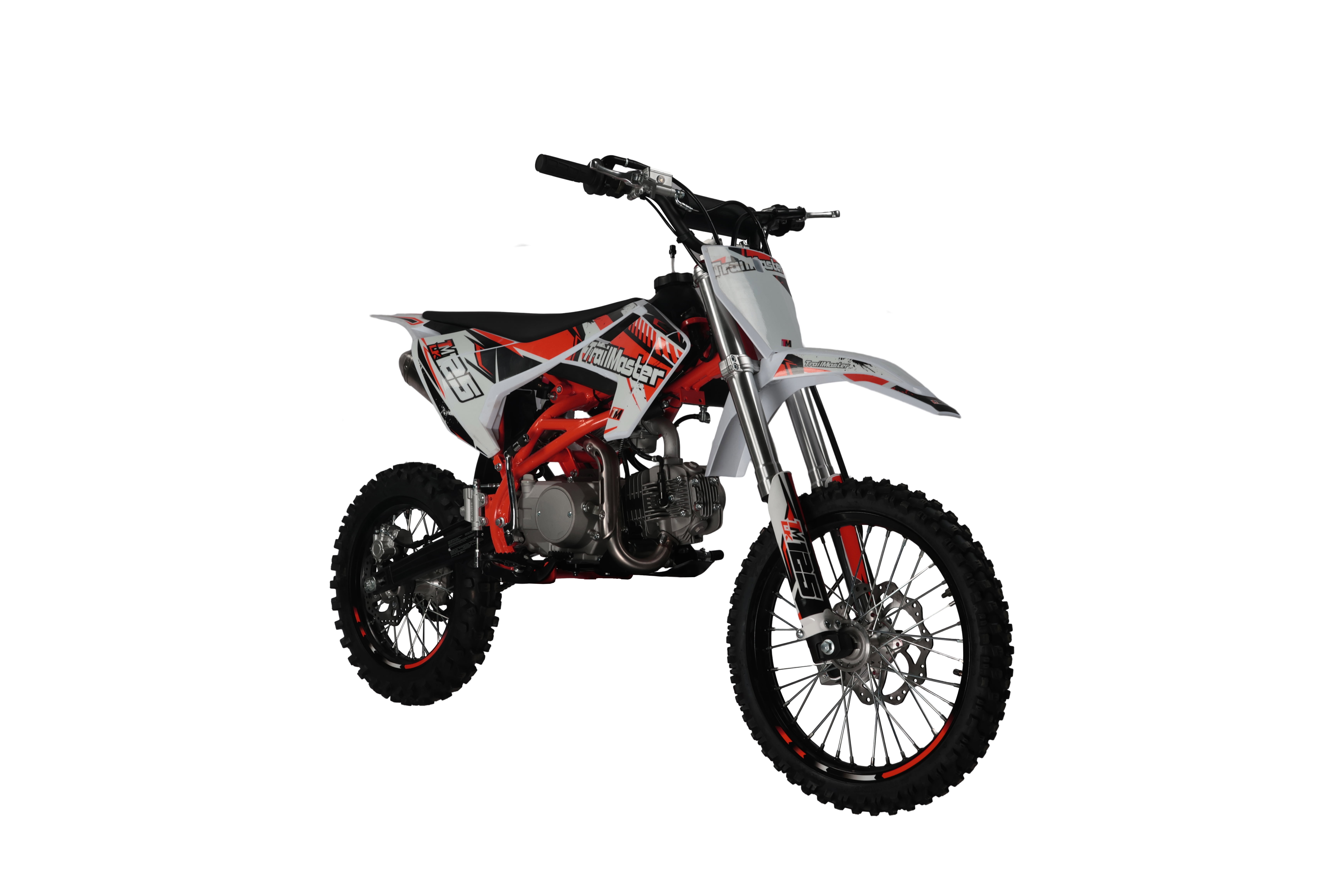 TrailMaster LK125 123cc Dirt Bike, Max Speed 45 mph, Ages 16+, 32.9" Seat Height, 17"/14" Tires, Electric & Kick Start, Inverted Forks (Red)
