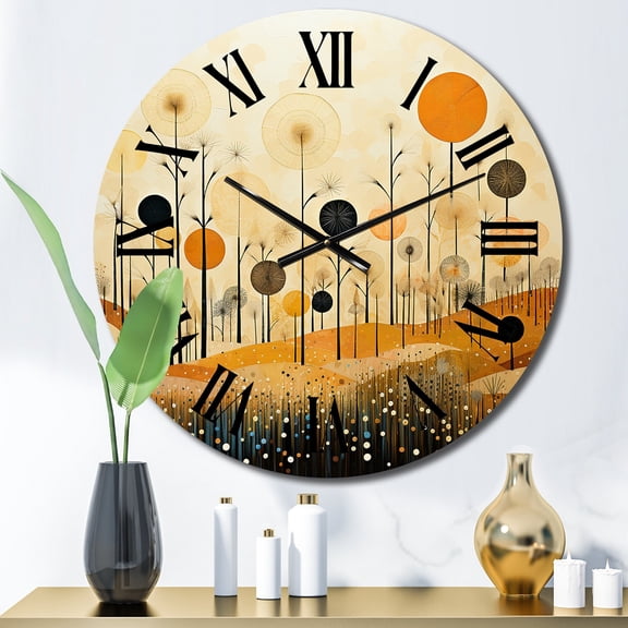 Designart "Meadow Bold Geometric landscapes I" Abstract Oversized Wall Clock