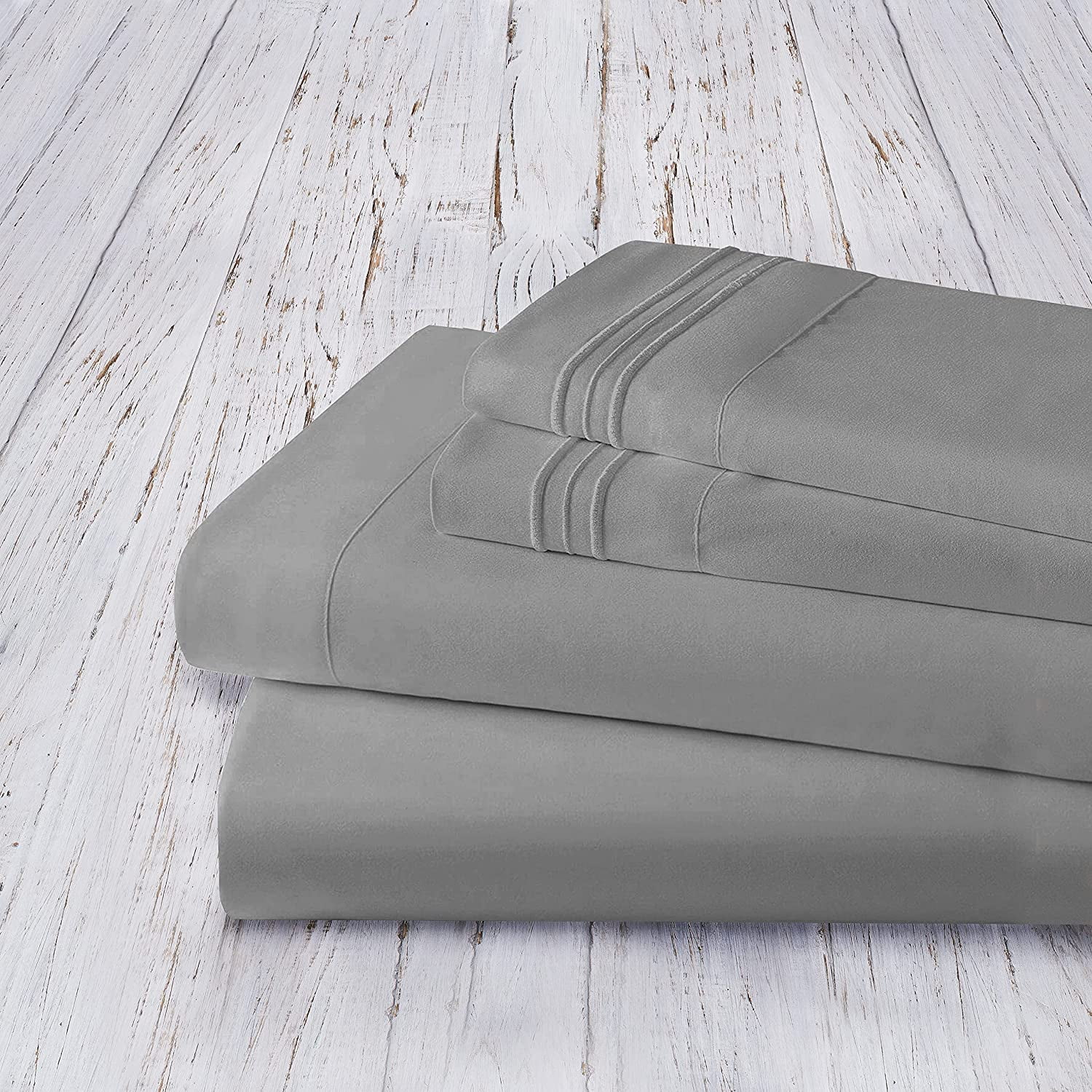 Bed Sheet Set - Brushed Microfiber Bedding - Bedding Sheets & Pillowcases - Deep Pockets - Easy Fit - Breathable & Cooling Sheets, Full, Grey