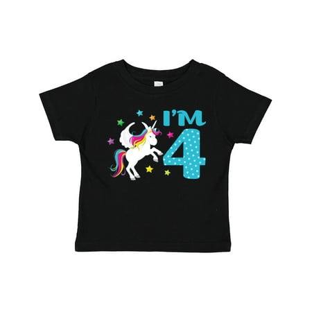 

Inktastic I m Four- Unicorn 4th Birthday Gift Toddler Boy or Toddler Girl T-Shirt