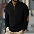 thumbnail image 3 of ZCFZJW Mens Quarter Zip Sweater Lightweight Slim Fit Mock Neck Pullover Casual Long Sleeve Textured Knitted Ribbed Athletic Sweaters with Elbow Patches Black M, 3 of 6