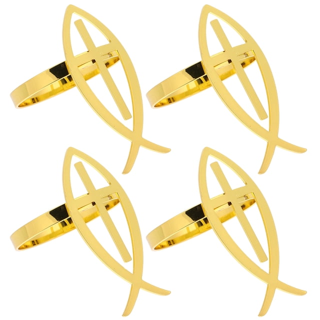 4 anillos de servilleta con forma de cruz religiosa, anillos de servilleta para bautizo, porta servilletas decorativos para comedor.