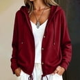 thumbnail image 3 of SYwaren Women's Solid Color Button Up Shirt Casual Long Sleeve Hooded Loose Oversized Top Fashion Trendy Stylish, 3 of 8