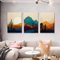 thumbnail image 2 of Boho Wall Art Decor Prints Bohemian Modern Minimalist Desert Cactus Landscape Pictures Sun and Moon Posters Forest Decor for Living Room Bedroom Bathroom Office Framed Painting Set of 3 12"x16", 2 of 6