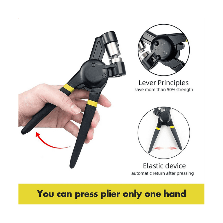 BEAMNOVA Grommet Tool Kit, 1/2 Inch (12mm) Hand Press Pliers with 500  Silver Grommet Supplies, Handheld Grommet Eyelet Machine Punch Tools
