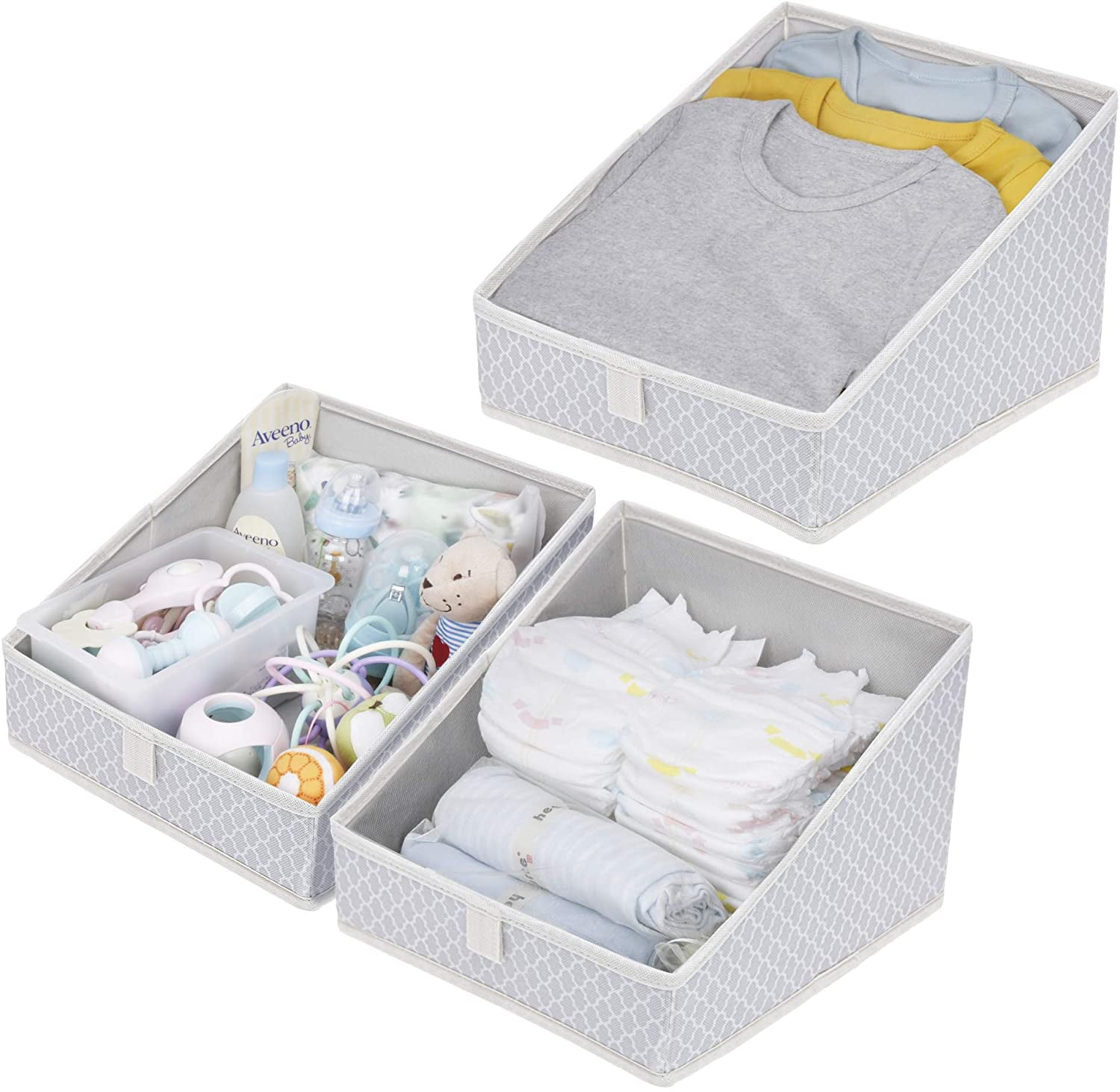 Linen Closet Organizer for Nursery Toys,Kids Room,Towels,Clothes-Snowflake gray Brabtod Trapezoid Storage Bin