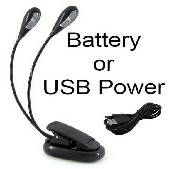 Dual Arm Bright LED Flexible Book Music Stand Reading Light Lamp (USB   Battery)