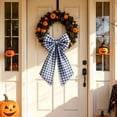thumbnail image 4 of Large Halloween Decorative Wreath Bow Gingham Plaid Fabric Ribbon for Front Door Fall Party Decorations and Halloween Home Supplies, 4 of 6