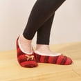 thumbnail image 3 of BambooMN Women's Heart Stripes Slippers Non-Slip Grips - Red Stripes - Large - 1 Pair, 3 of 6