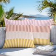 thumbnail image 3 of Throw Pillow Covers 24x24 Inch Set of 2, Colorful Stripe Waterproof Outdoor Pillow Covers, Modern Pink Red Yellow Vertical Striped Decorative Cushion Pillowcases for Couch, Sofa, Bed, Garden, Patio, 3 of 9