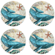 thumbnail image 1 of Posavasos de piedra con soporte para bebidas, base de corcho, temática de playa oceánica tropical, para inauguración de la casa, 1 of 5