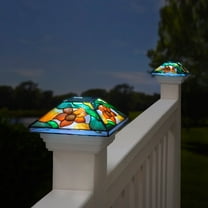 BrylaneHome Floral Mosaic Solar Post Light Cap