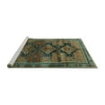 thumbnail image 2 of Ahgly Company Machine Washable Indoor Square Persian Turquoise Blue Traditional Area Rugs, 8' Square, 2 of 4