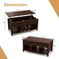 thumbnail image 3 of Gymax Table Basse Relevable avec Compartiment de Rangement Étagère Meubles de Salon Marron, 3 of 10