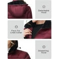 thumbnail image 6 of Women Warm Winter Down Puffer Jacket-Hooded Winter Puffer Coat for Women with Faux Fur Lined Hood and Collar (Wine, XX-Large), 6 of 8