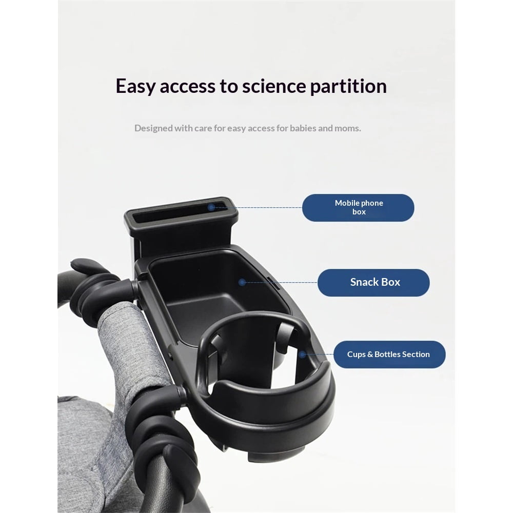 Universal Stroller Snack Tray, 3 in 1 Stroller Cup Holder with Phone Holder and Silicone Flexible Arms Grip, (Snack Tray)