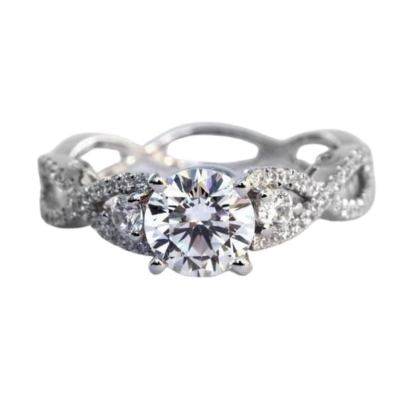 HeartsAndYou Infinity Design Engagement Ring for Women 1.3ct Round Cut Moissanite 18k White Gold Over Silver