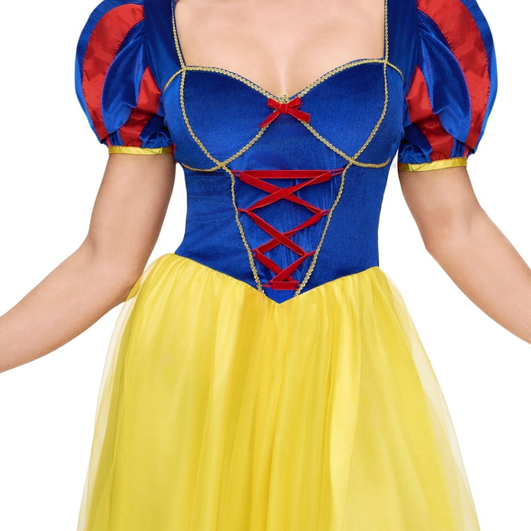 blue and yellow fancy dress Joyfy Snow Princess Dress Costume for Women, Adult Halloween Costume with  Headwear for Halloween Party Fancy Dress up Cosplay