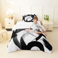 thumbnail image 4 of Homewish Aesthetic Lines Twin Comforter Sets,Geometric Abstract Bedding Set,Black White,Reversible,2pcs,1 Comforter and 1 Pillowcase, 4 of 7