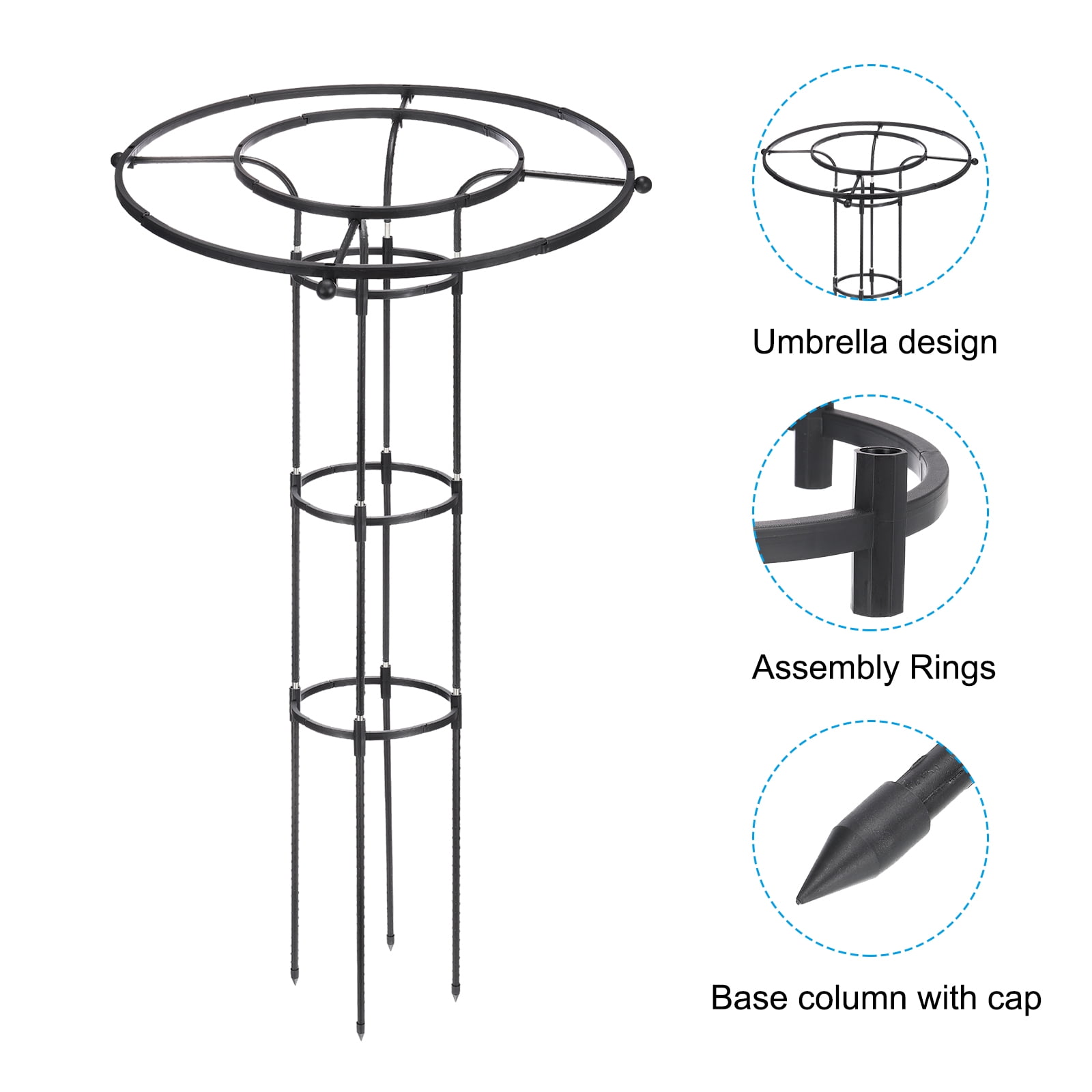 Garden Trellis for Climbing Plants Outdoor, 120cm Metal Umbrella Plant Trellis for Vine Flower Support,Black