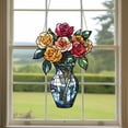thumbnail image 4 of Rose Bouquet Window Hanging, Floral Ornament, Elegant Home Decor, Unique Gift for Dad or Mom, Romantic Window Decoration, Beautiful Flower Vase Art, Garden Lover Gift, 4 of 4