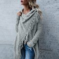 thumbnail image 2 of Chandail Ample pour Femmes à Rayures, Poncho d'Automne, Franges, Dégradé, Ourlet Châle, Franges, 2 of 8