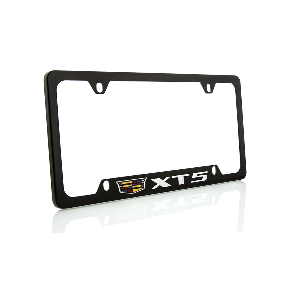 Cadillac XT5 Zinc License Plate Frame with Glossy Black Finish (4 hole